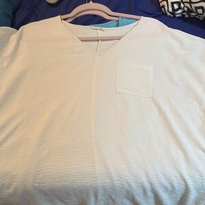 V-Neck White Top with Pocket